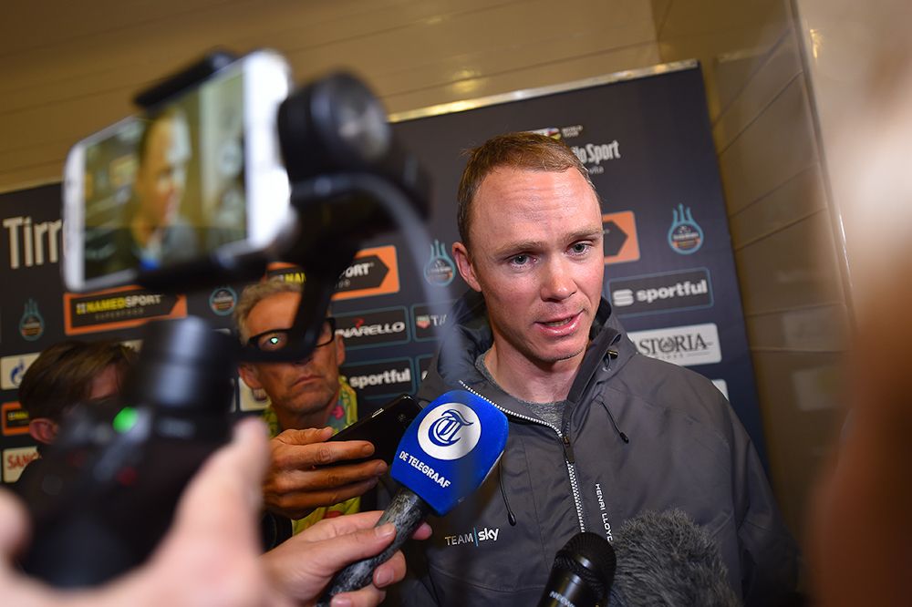 Chris Froome draws a crowd at the Tirreno-Adriatico press conference
