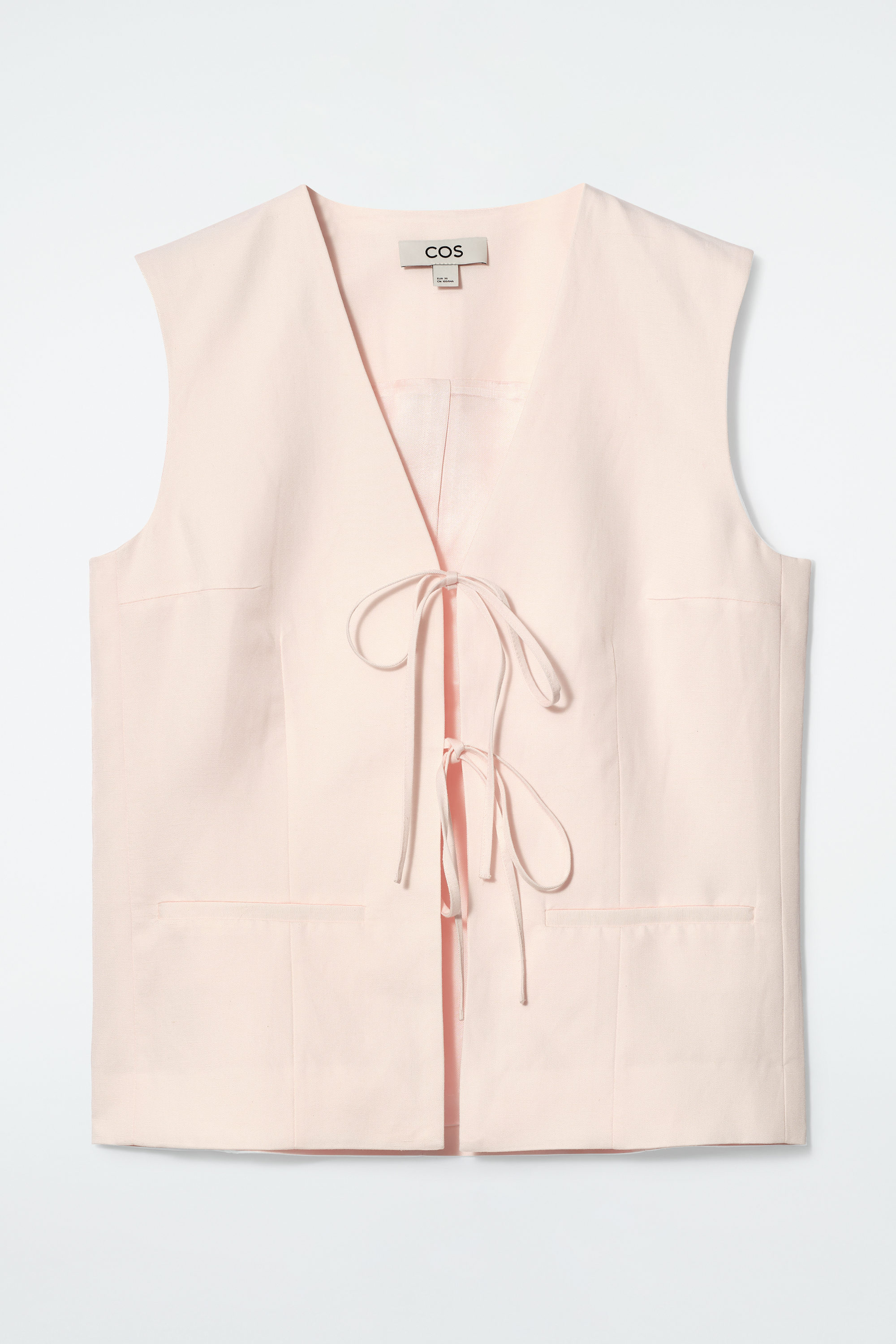 Linen-blend tie-front waistcoat