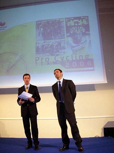 Italian sports TV RAI guys Alessandro Fabretti (L) and Davide Cassani.