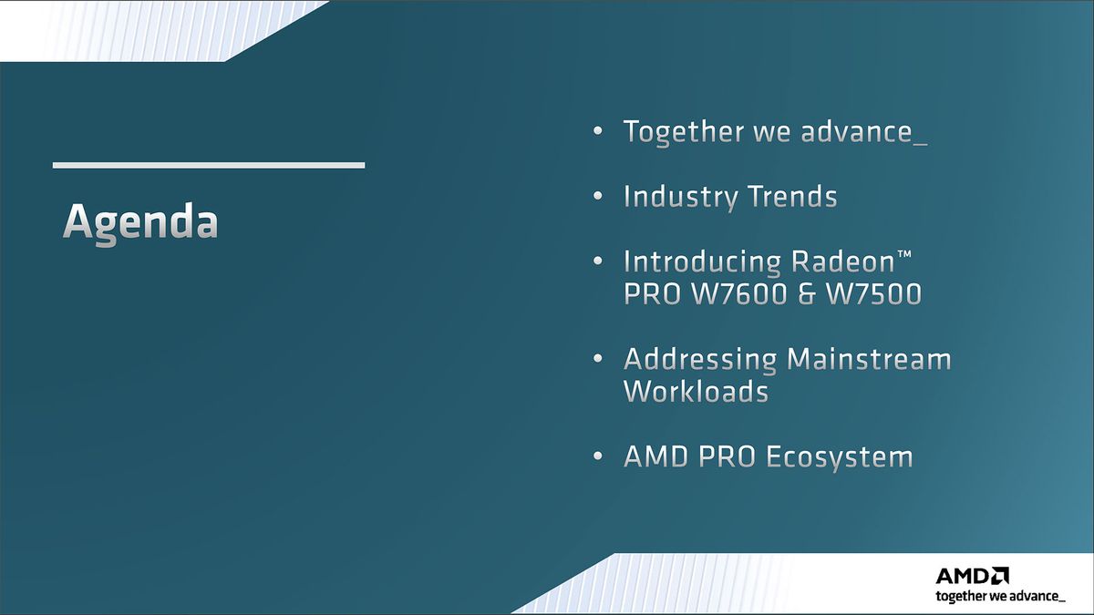 AMD Radeon Pro W7600 W7500 slide deck
