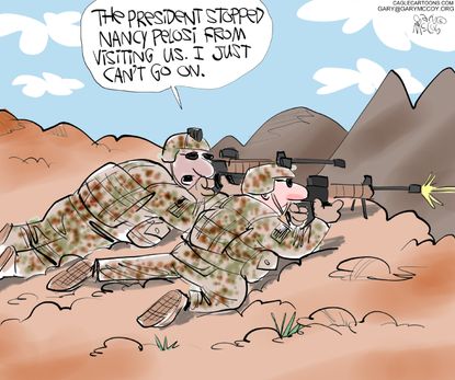 Political cartoon U.S. Nancy Pelosi overseas trip