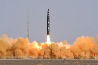 Liftoff of the second Ceres-1 solid rocket from Jiuquan in the Gobi Desert, Dec. 7, 2021.