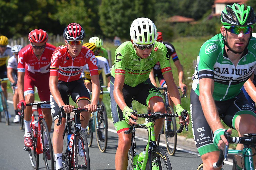 Joe Dombrowski in the breakaway during stage 10 at the Vuelta