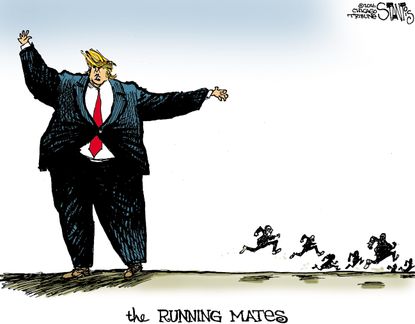 Political Cartoon U.S. Donald Trump Running Mates