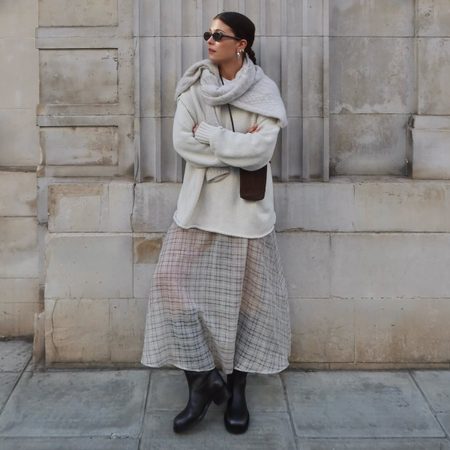 Influencer Alice Satterthwaite wearing a sheer skirt. 