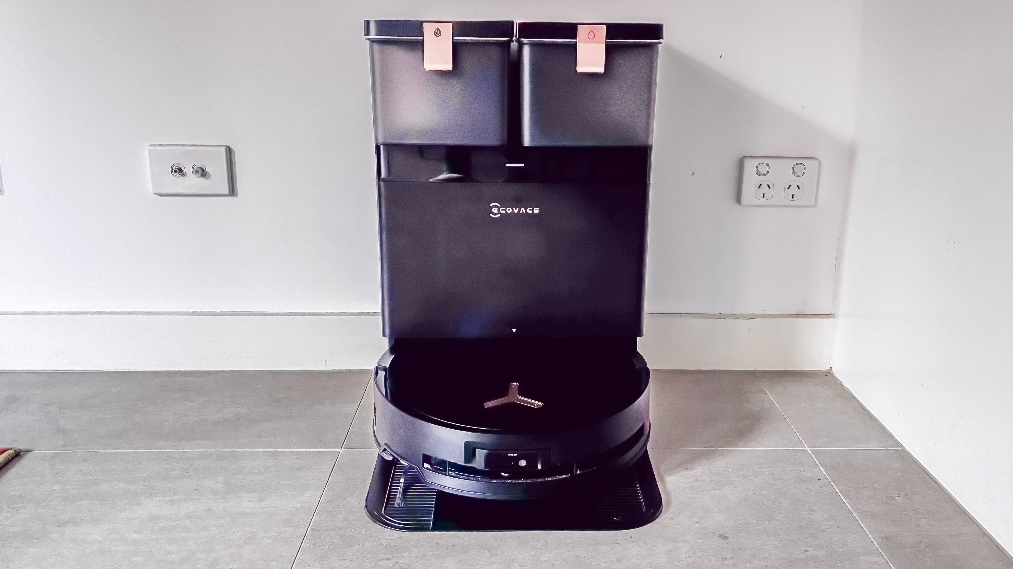 Ecovacs Deebot X8 Pro Omni set up in a corner