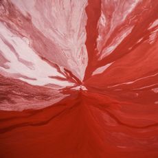 Aerial view of red abstract patterns in Mississippi River