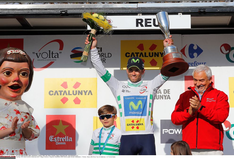 Alejandro Valverde (Movistar) on the podium