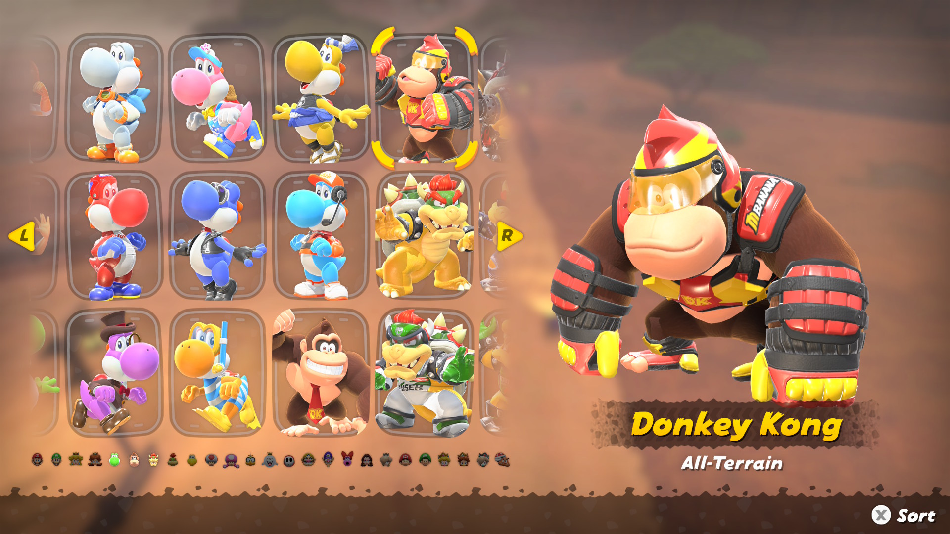 Mario Kart World Donkey Kong outfits All-Terrain