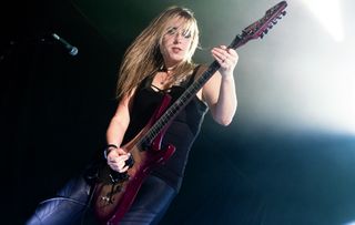 Nikki Stringfield performs with The Iron Maidens at La Riviera in Madrid, Spain on January 21, 2023