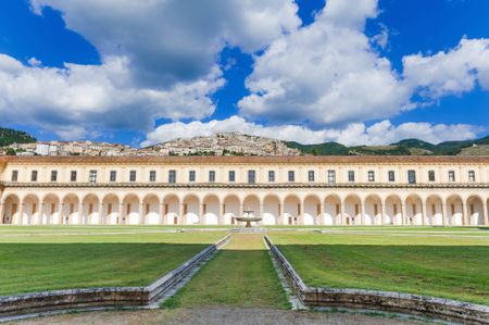 Padula, Italy - September 2018: Internal Courtyard Certosa Di San Lorenzo at Padula