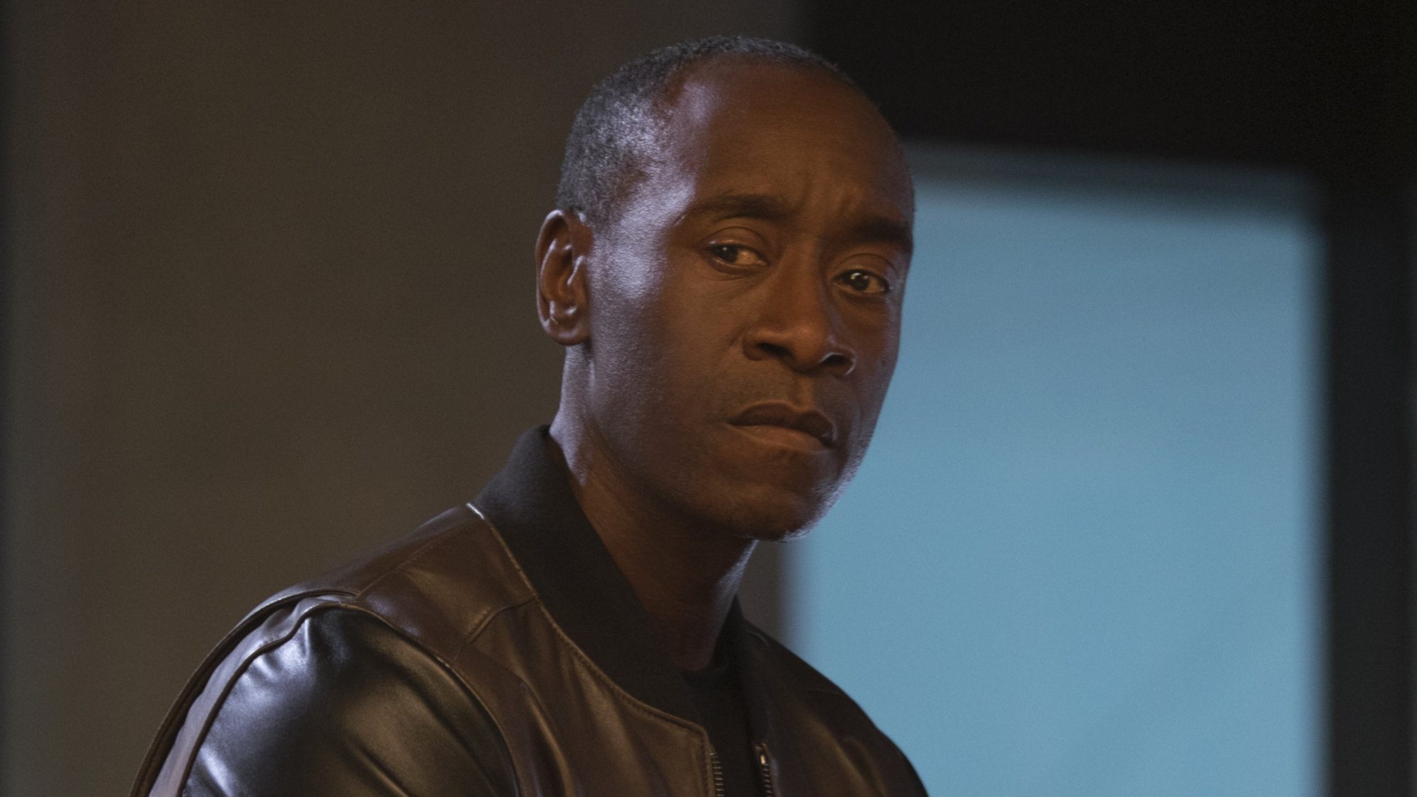 James Rhodes (Don Cheadle) looks displeased in Captain America: Civil War.