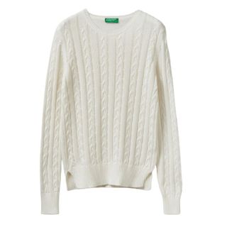white cable knit