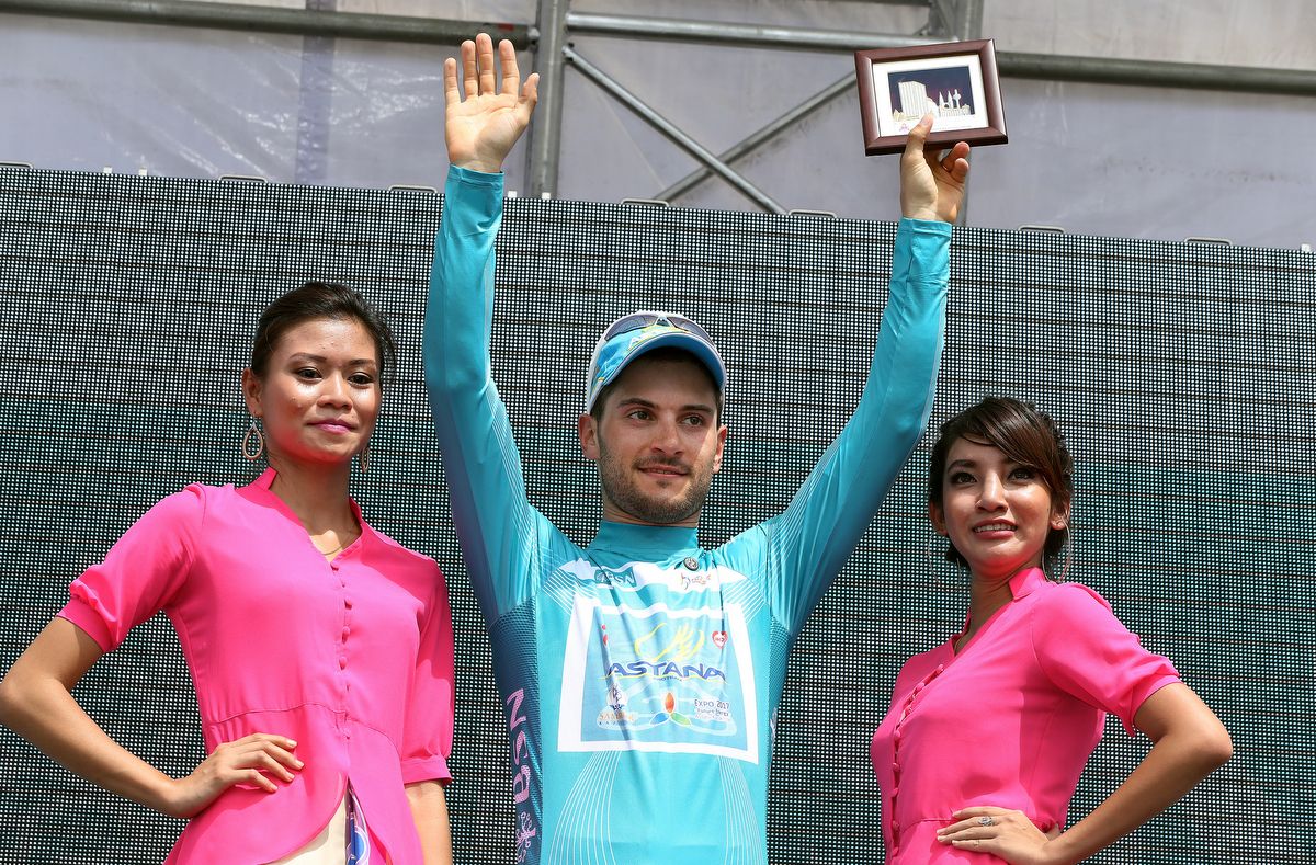 Stage winner and points classification leader Andrea Guardini (Astana)