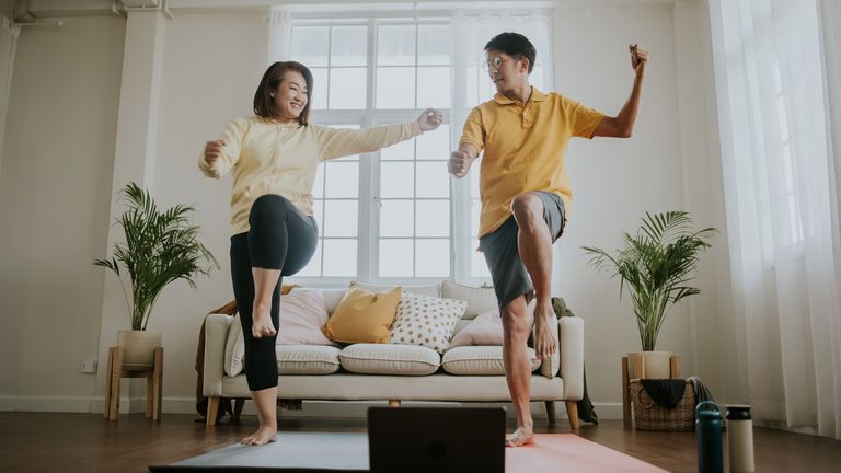 Pair workout at home together