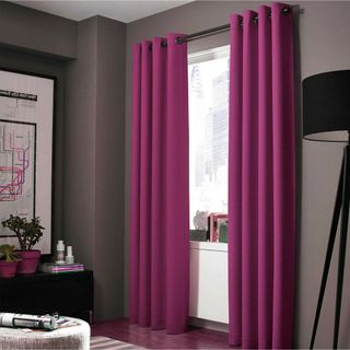 bright pink blackout curtains to the floor