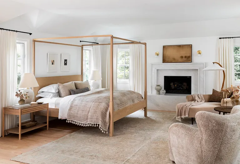 neutral bedroom with beige and cream decor