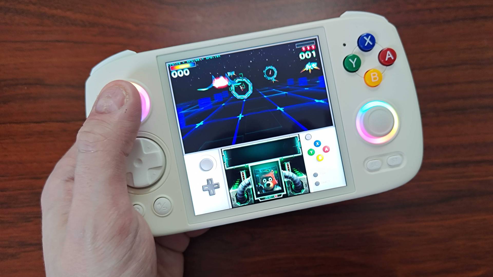 Star Fox 64 3D running on Anbernic RG Cube.