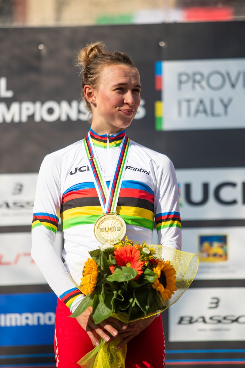 Kasia Niewiadoma (Poland) with her rainbow jersey