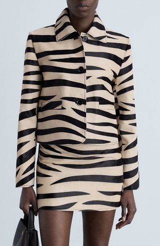 Zebra Print Leather Jacket