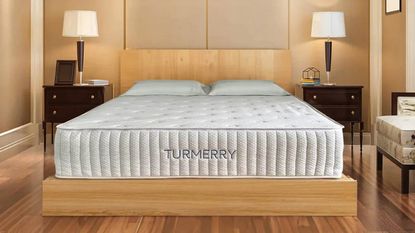 Turmerry organic latex mattress in wooden bed frame