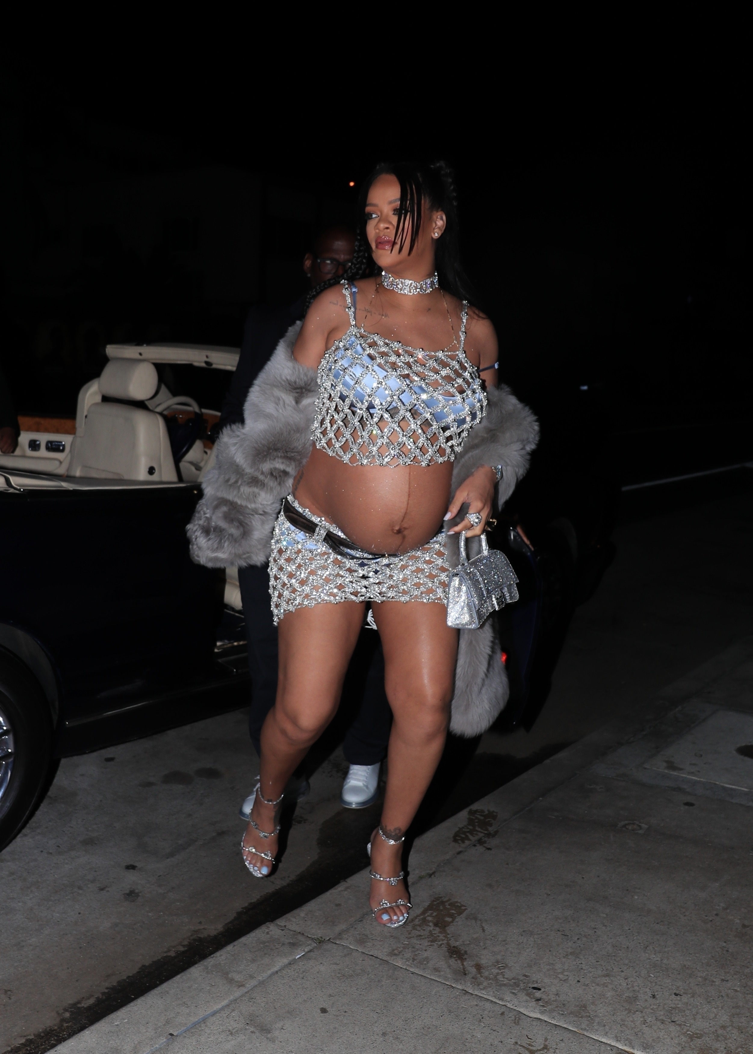 Mother-to-be Rihanna celebrates her first Mother's Day with ASAP Rocky at Giorgio Baldi in May 2022 wearing Miu Miu.