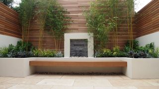 garden wall with slate water feature