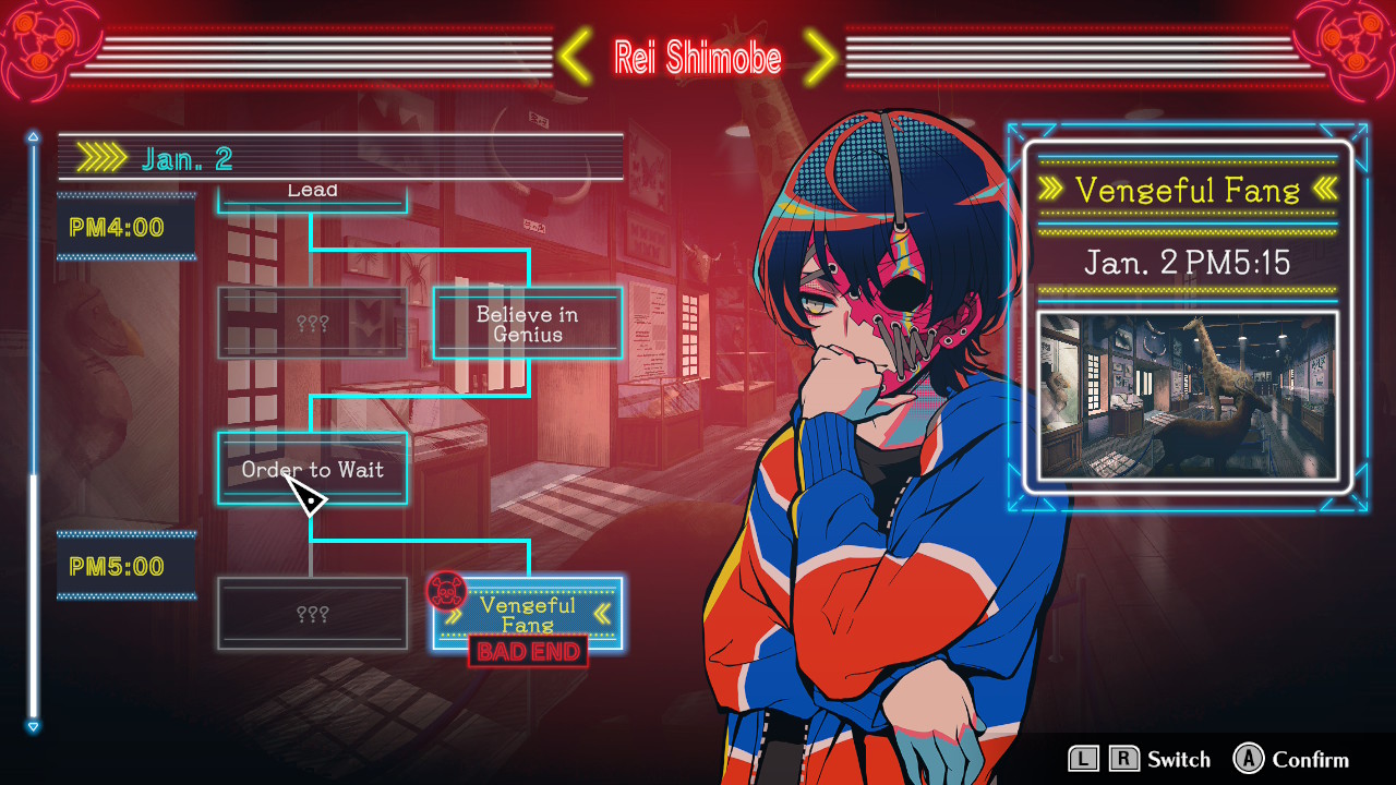 Rei Shimobe&#039;s multi-path route in Shuten Order, within Teko Ion&#039;s route