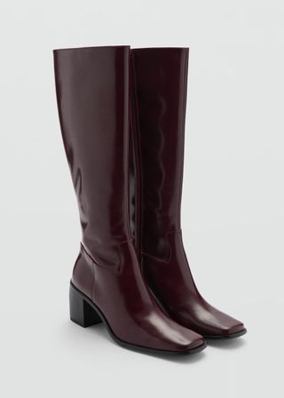 MANGO, Leather boots with zip