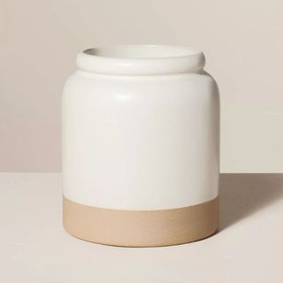 Stoneware Crock Utensil Holder Cream/clay