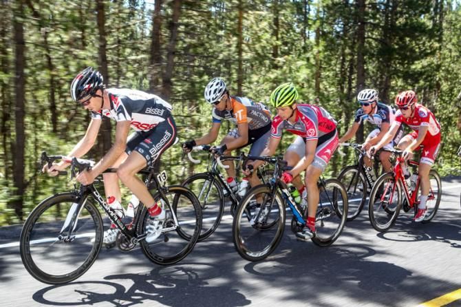 Jeremy Vennell (Bissell) takes a turn on the front of the break.