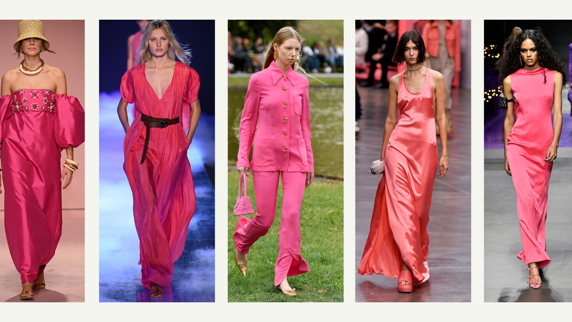 tendinte modei 2023: roz: Luisa Spagnoli / Alberta Ferretti / Marco Rambaldi / Fendi / Versace