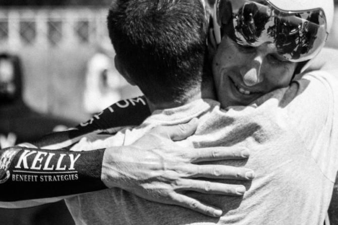 Tom Zirbel (Optum) gets congratulations after his win.