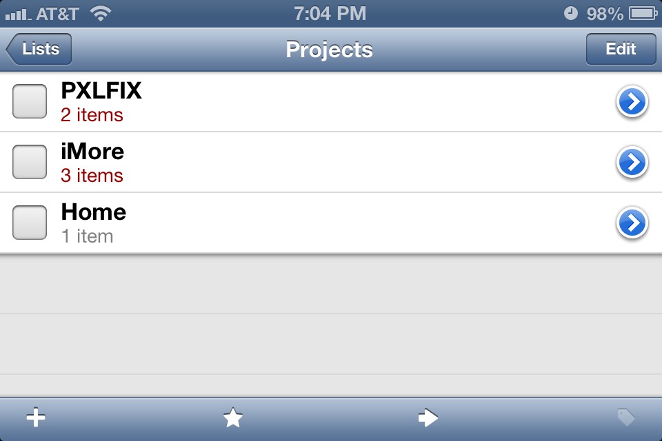 Things for iPhone project view