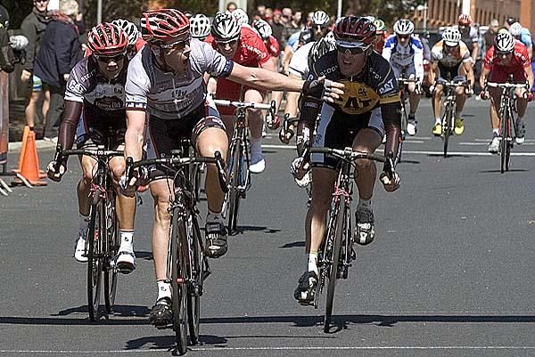 That's one for me boys: Ben Day takes out stage six ahead of Fly V Australia teammates Bernard Sulzberger and Jonathan Cantwell.