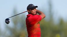 Tiger Woods hits driver on the fourth hole of his final round at the 2023 Hero World Challenge