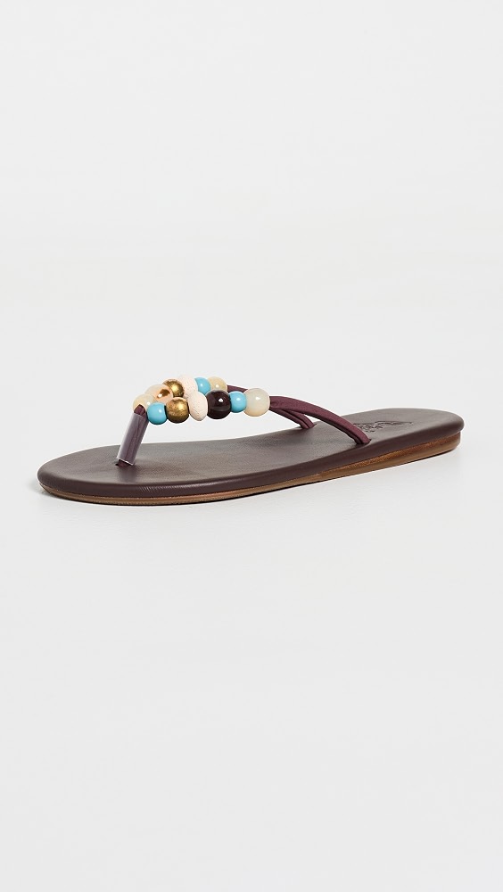 Saionara Bead Flip Flops - Brown