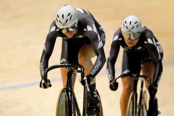 The Kiwi women during team sprint heats.