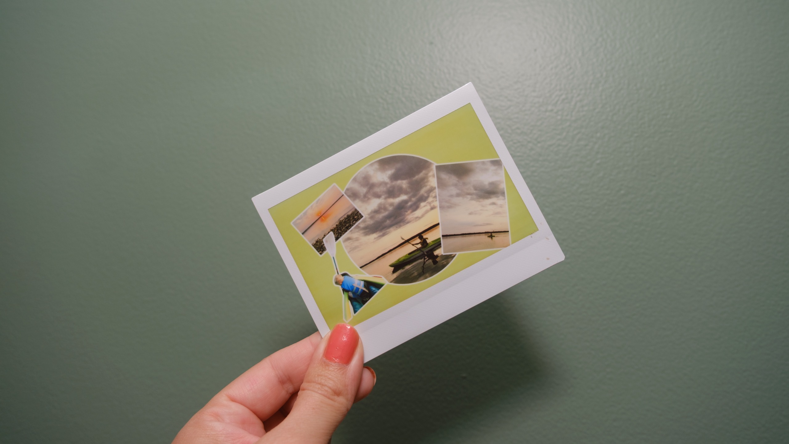 The Fujifilm Instax Link Wide 2 photo printer on a bookshelf