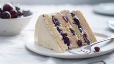 Slice of layered cherry gateau