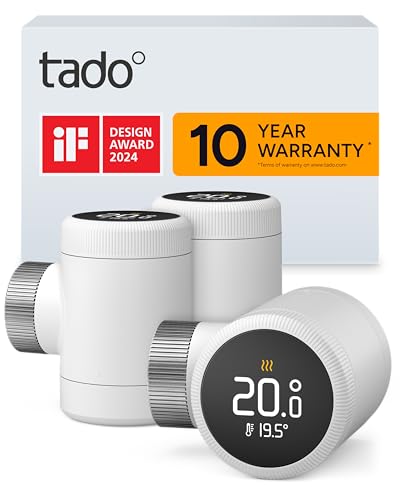 Tado&amp;deg; Smart Radiator Thermostat X &amp;ndash; Trio Pack, Heating Control Via App and Smart Speaker (alexa, Siri, Google Assistant), Save Heating Costs, Diy Installation