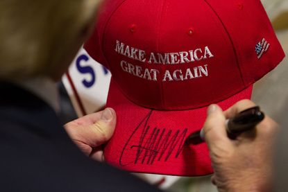 The classic Donald Trump hat comes in red and white.