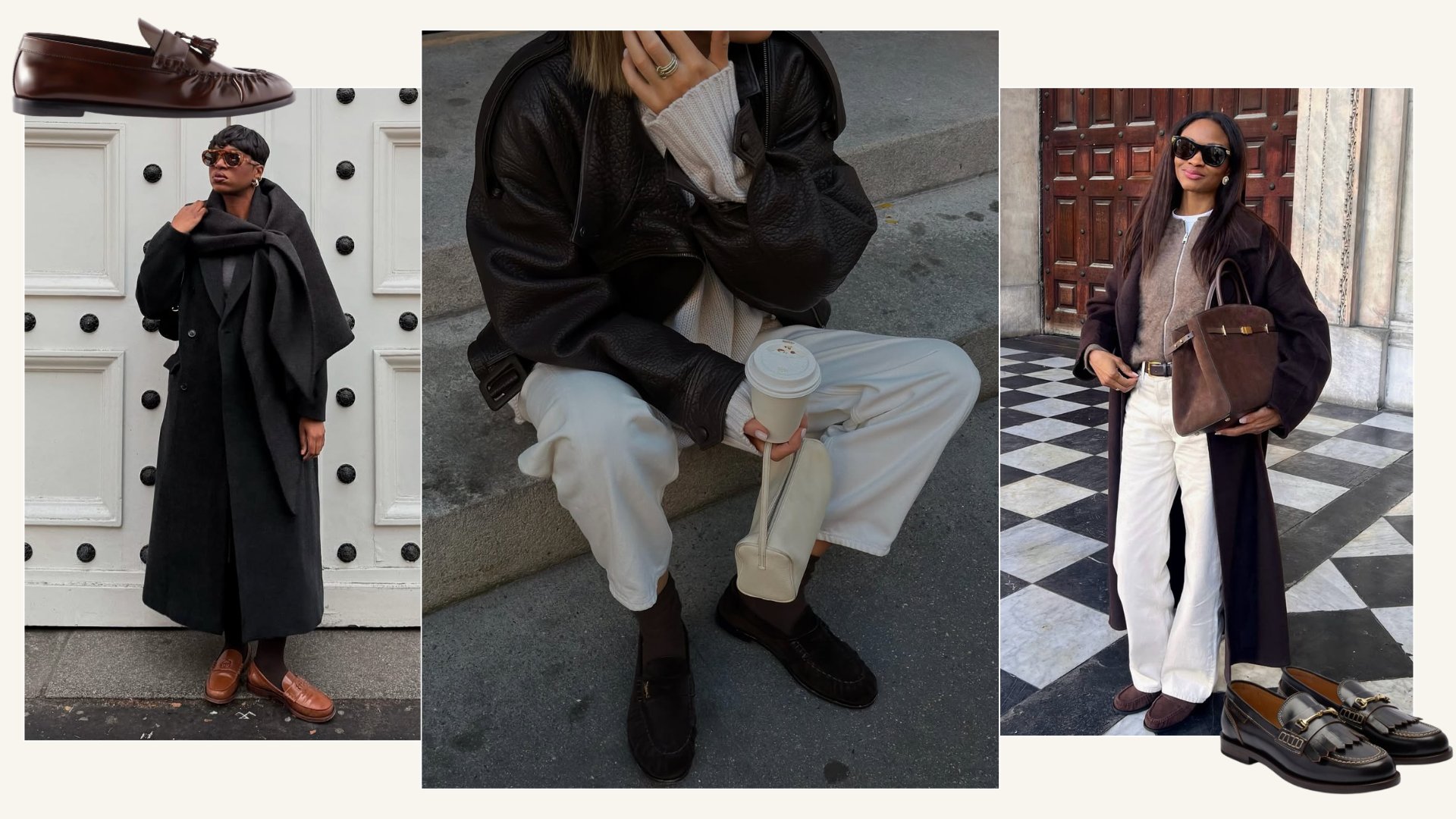 Three ways to wear brown loafers