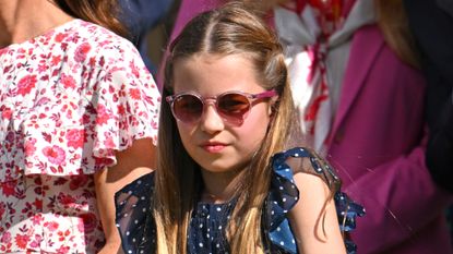 Princess Charlotte of Wales court-side of Centre Court during the men&#039;s final on day fourteen of Wimbledon 2024