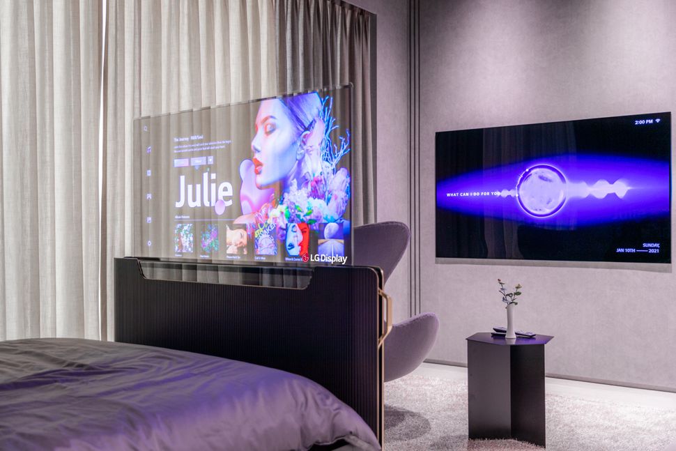 LG Display unveils transparent OLED TV that rises up from your bed at