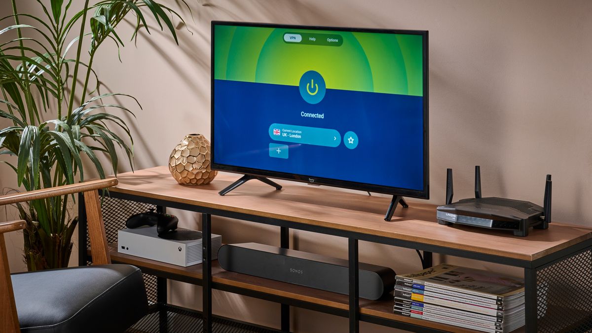 ExpressVPN&#039;s TV app running on a Smart TV during TechRadar&#039;s testing