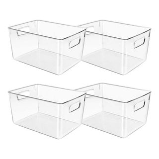 Clear plastic storage bins