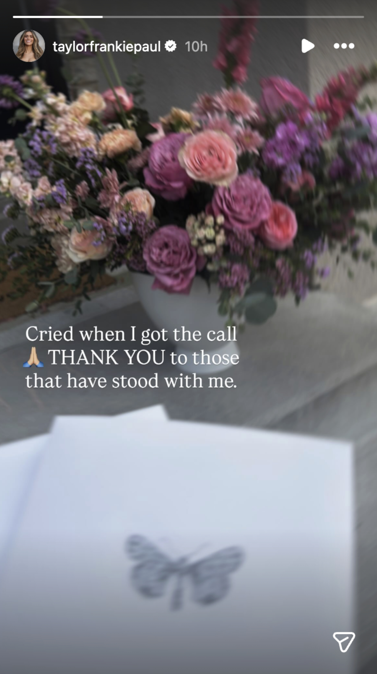 Taylor Frankie Paul's Instagram story