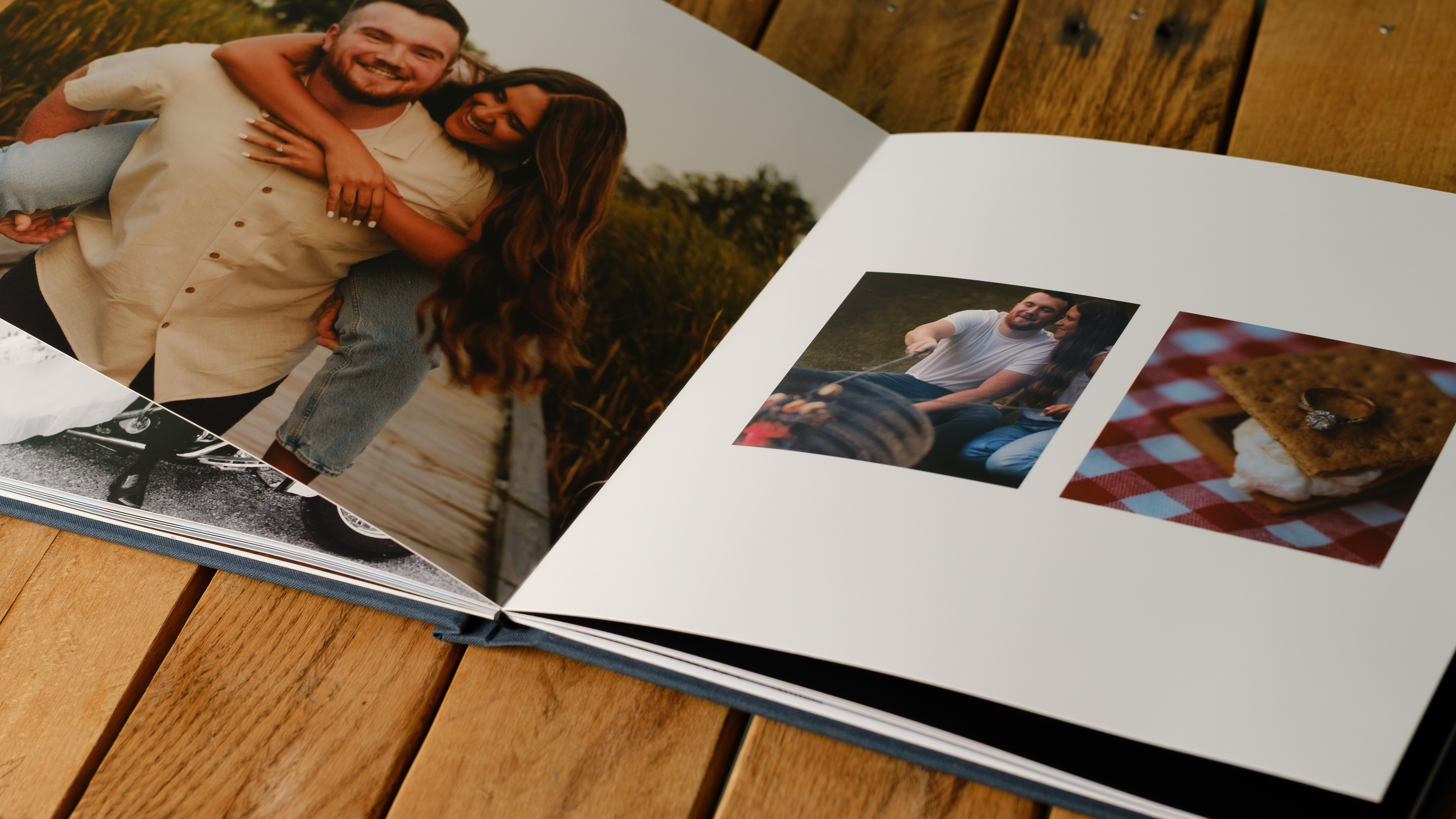 Photo books from Printique on a desktop