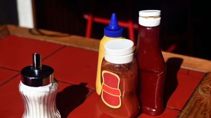 Product, Bottle, Ketchup, Plastic bottle, Drink, Condiment, 